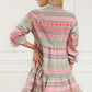 Tiered Notched Balloon Sleeve Buttoned Dress