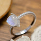 High Quality Natural Moonstone Teardrop Side Stone Ring