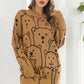 Bear Pattern Round Neck Sweater Dress