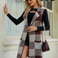 Plaid Lapel Collar Sleeveless Cardigan