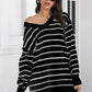 Striped V-Neck Sweater Dress