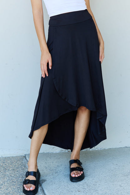 Ninexis High Waisted Flare Maxi Skirt in Black