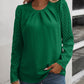 Ruched Round Neck Puff Sleeve Blouse
