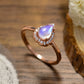 Moonstone Teardrop 925 Sterling Silver Halo Ring