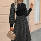 Printed Round Neck Long Sleeve Dress