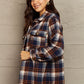 Ninexis Plaid Collared Neck Button-Down Long Sleeve Jacket