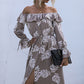 Ruffled Printed Off-Shoulder Midi Dress