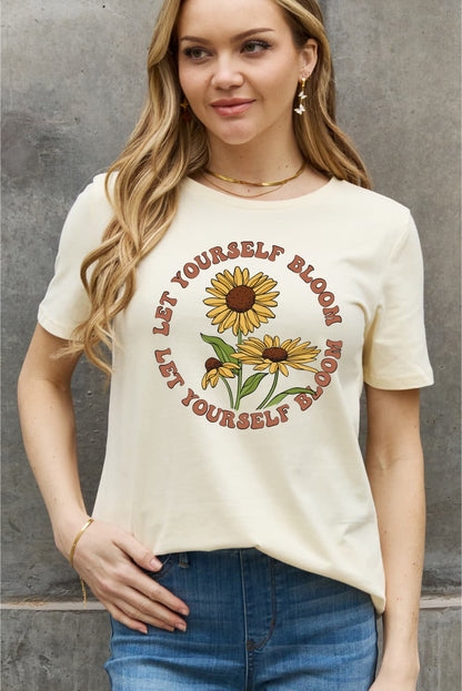 LET YOURSELF BLOOM Graphic Cotton Tee