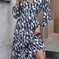 V-Neck Buttoned Long Sleeve Dress