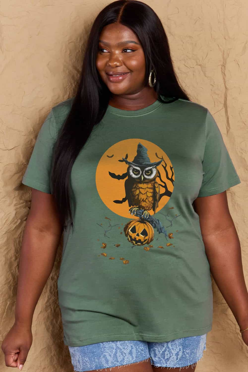 Halloween Theme Graphic Cotton T-Shirt