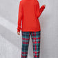 ALL IS BRIGHT Round Neck Top and Plaid Pants Lounge Set