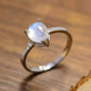 High Quality Natural Moonstone Teardrop Side Stone Ring