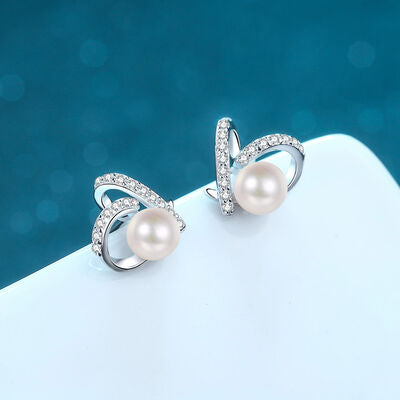 Pearl Moissanite 925 Sterling Silver Earrings