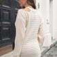 Ribbed Cold Shoulder Round Neck Pullover Sweater