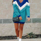 Color Block Fringed V-Neck Sweater