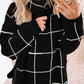 Plaid Turtleneck Drop Shoulder Sweater