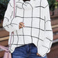 Plaid Turtleneck Drop Shoulder Sweater