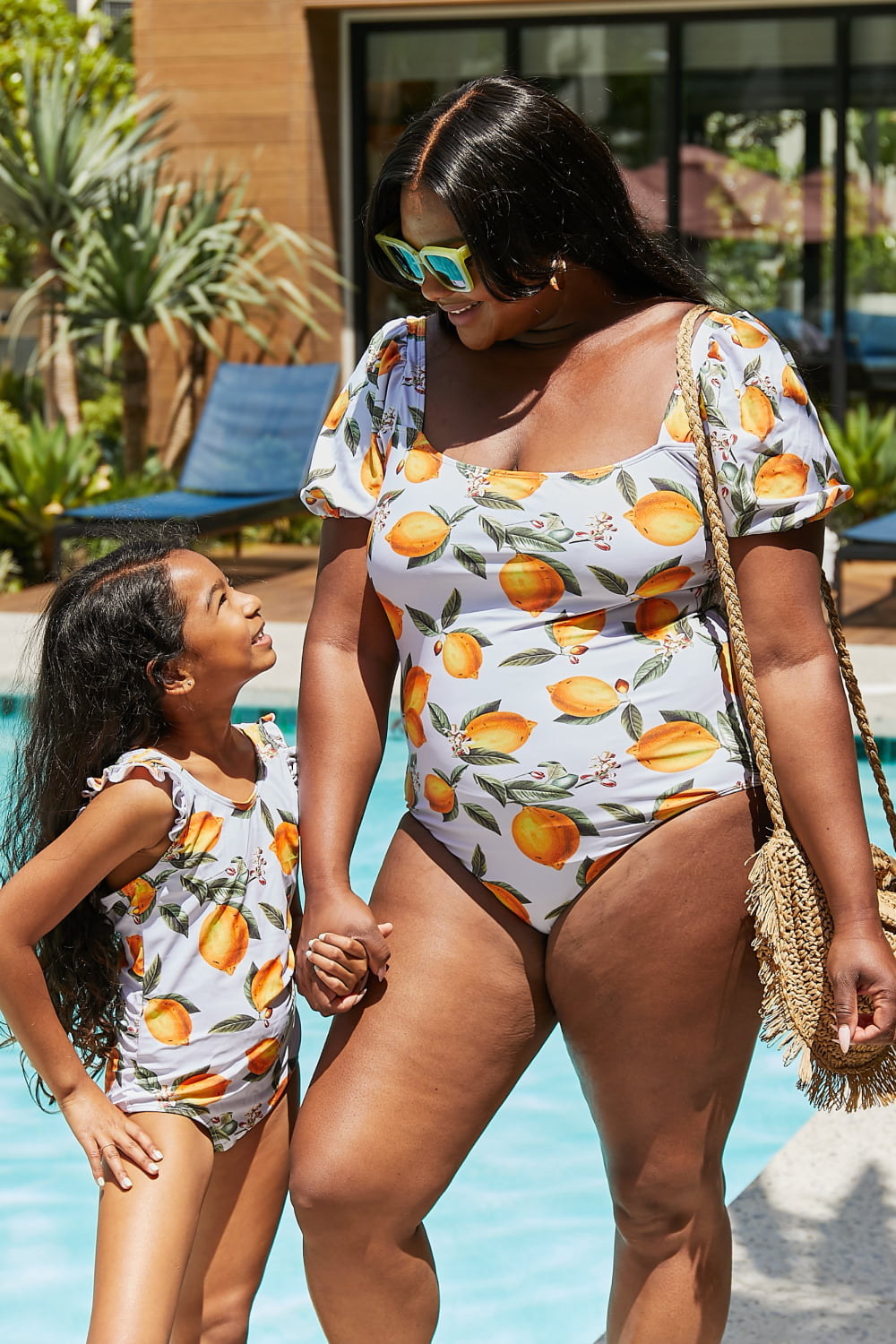 Ruffled One-Piece in Citrus Orange