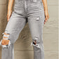 High Waisted Cropped Straight Jeans