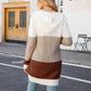 Color Block Open Front Hooded Cardigan