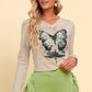 Butterfly Graphic Long Sleeve Cropped Top