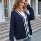 Buttoned V-Neck Long Sleeve Cardigan