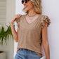 Smocked Flutter Sleeve V-Neck Top