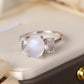 High Quality Natural Moonstone 925 Sterling Silver Three Stone Ring