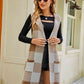 Plaid Lapel Collar Sleeveless Cardigan