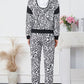 Leopard Contrast Hoodie and Pants Set