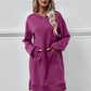 Slit Long Sleeve Hooded Dress with Pocket