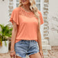 Spliced Lace Flutter Sleeve Top