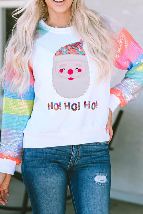 Santa Sequin Long Sleeve Sweatshirt