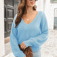 Ribbed Scoop Neck Long Sleeve Pullover Sweater