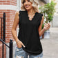 Eyelet Lace Trim Eyelash V-Neck Tank