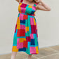 Multicolored Square Print Summer Dress