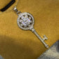 1 Carat Moissanite Platinum-Plated Key Pendant Necklace