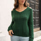 Cold Shoulder V-Neck Cable-Knit Pullover Sweater