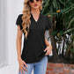 Notched Neck Puff Sleeve Blouse