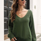 Ribbed Scoop Neck Long Sleeve Pullover Sweater