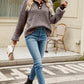 Striped Collared Neck Buttoned Pullover Sweater