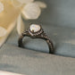 Opal Heart Black Gold-Plated Ring