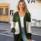 Color Block Open Front Hooded Cardigan