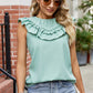 Ruffled Round Neck Sleeveless Blouse