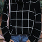 Plaid Turtleneck Drop Shoulder Sweater