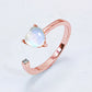 Inlaid Moonstone Heart Adjustable Open Ring