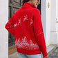 Reindeer & Snow Pattern Turtle Neck Pullover Sweater