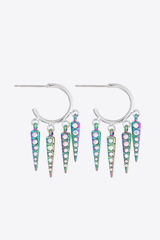 5-Pair Multicolored Rhinestone Geometric Earrings Set