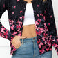 Floral Button Front Round Neck Cardigan