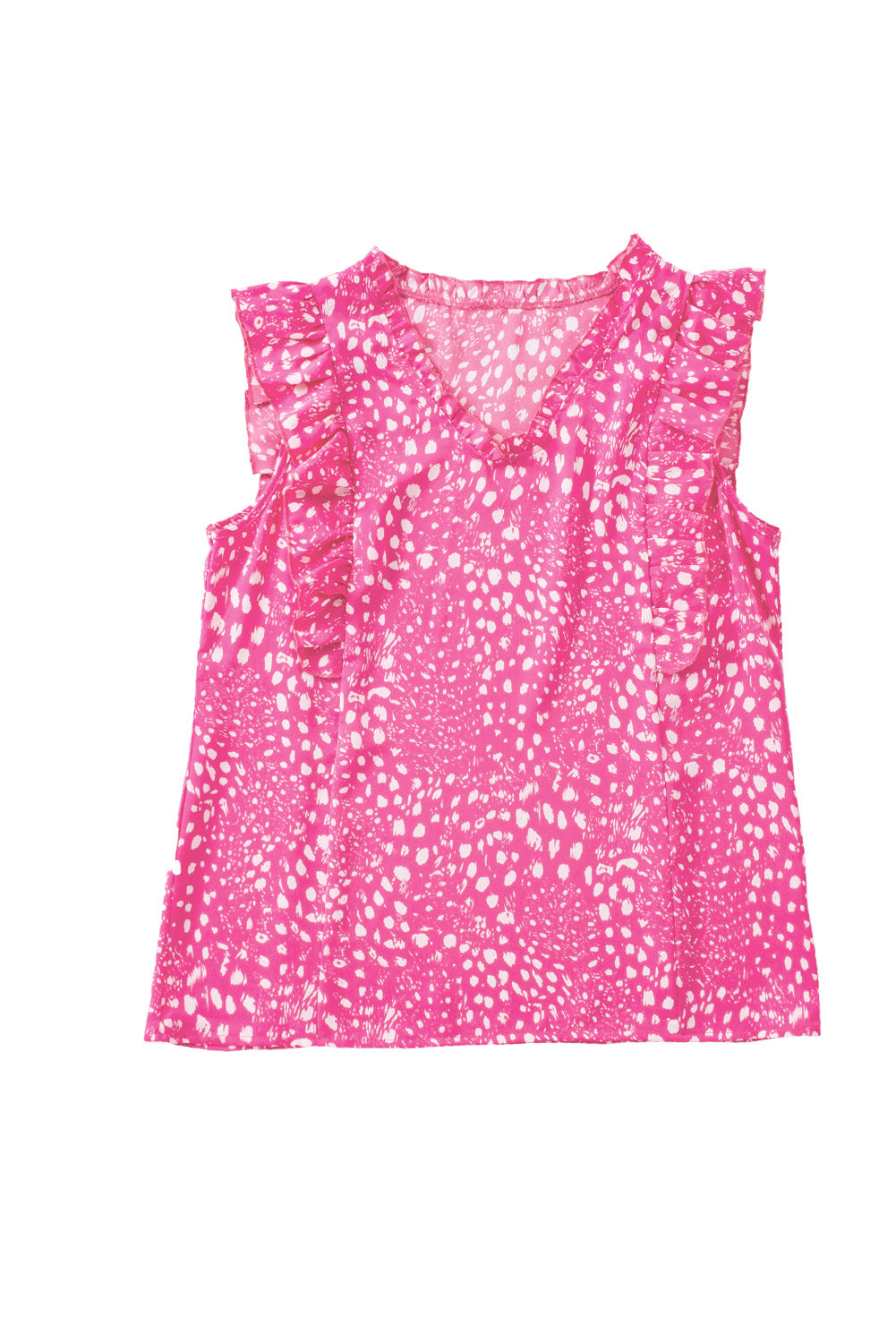 Printed V-Neck Butterfly Sleeve Tank Top